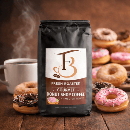 Gourmet Donut Shop Coffee light medium roast with cocoa caramel and toffee notes