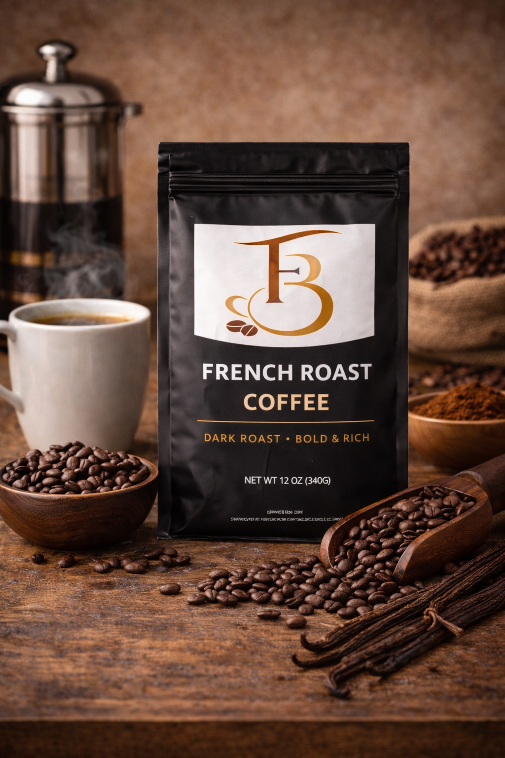 French Roast Coffee - Bold, Smoky Dark Roast with Glossy Beans