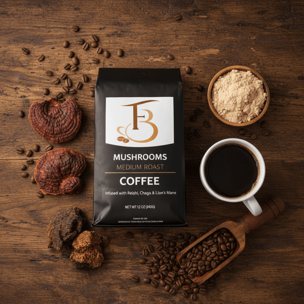Fresh roasted mushroom coffee from Forever Brew